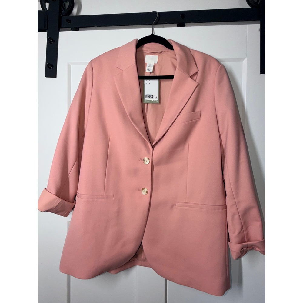 H&M Single Breasted Blazer Women Medium Pink NEW NWT Notched Lapel Professional